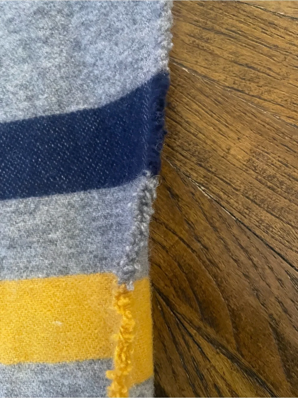 Men's Faribault Woolen Mill Co. Gray Wool Scarf with Navy, Yellow & Red Stripes